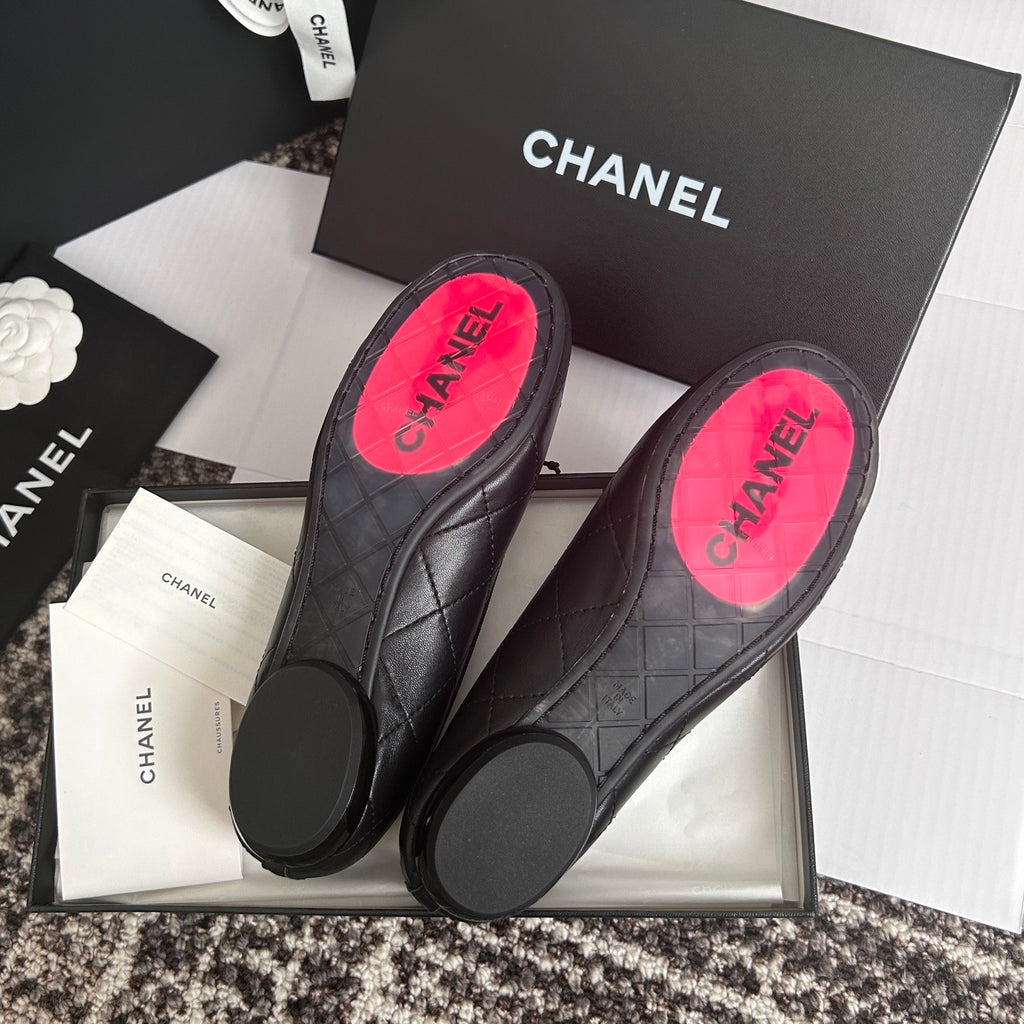 Chanel Lambskin Cambon Quilted Ballerina Flats #310355