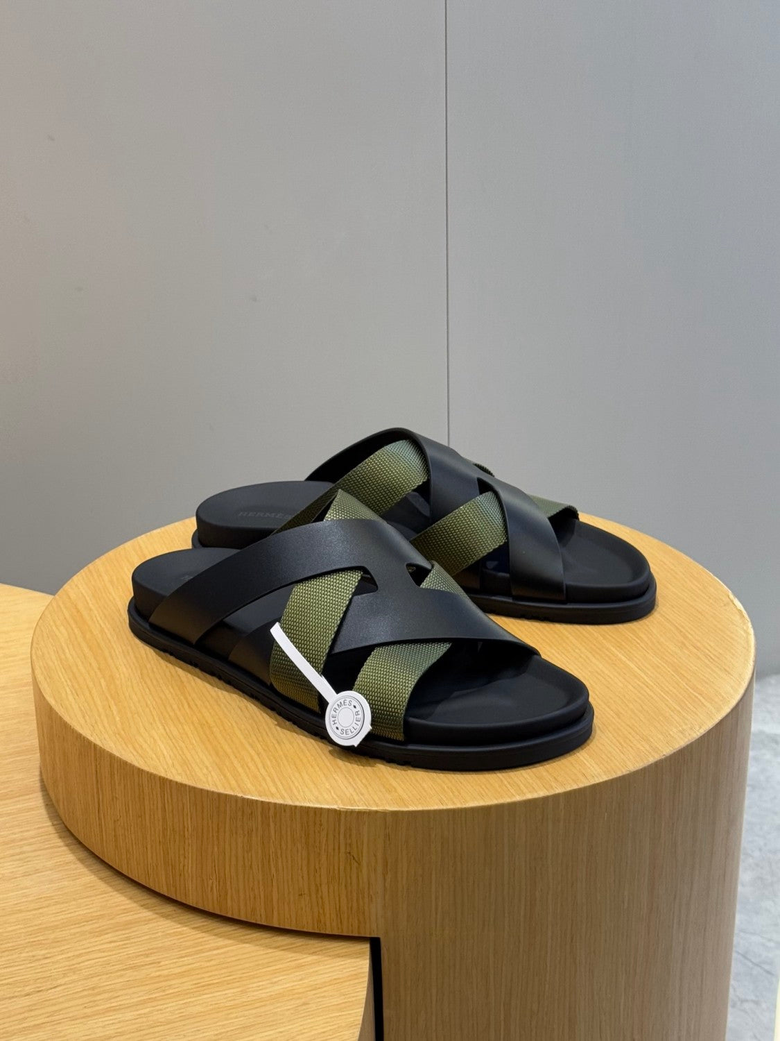 Hermes Men's Summer Solid Color Leather Suede Patchwork Sandals Slippers Shoes #76385