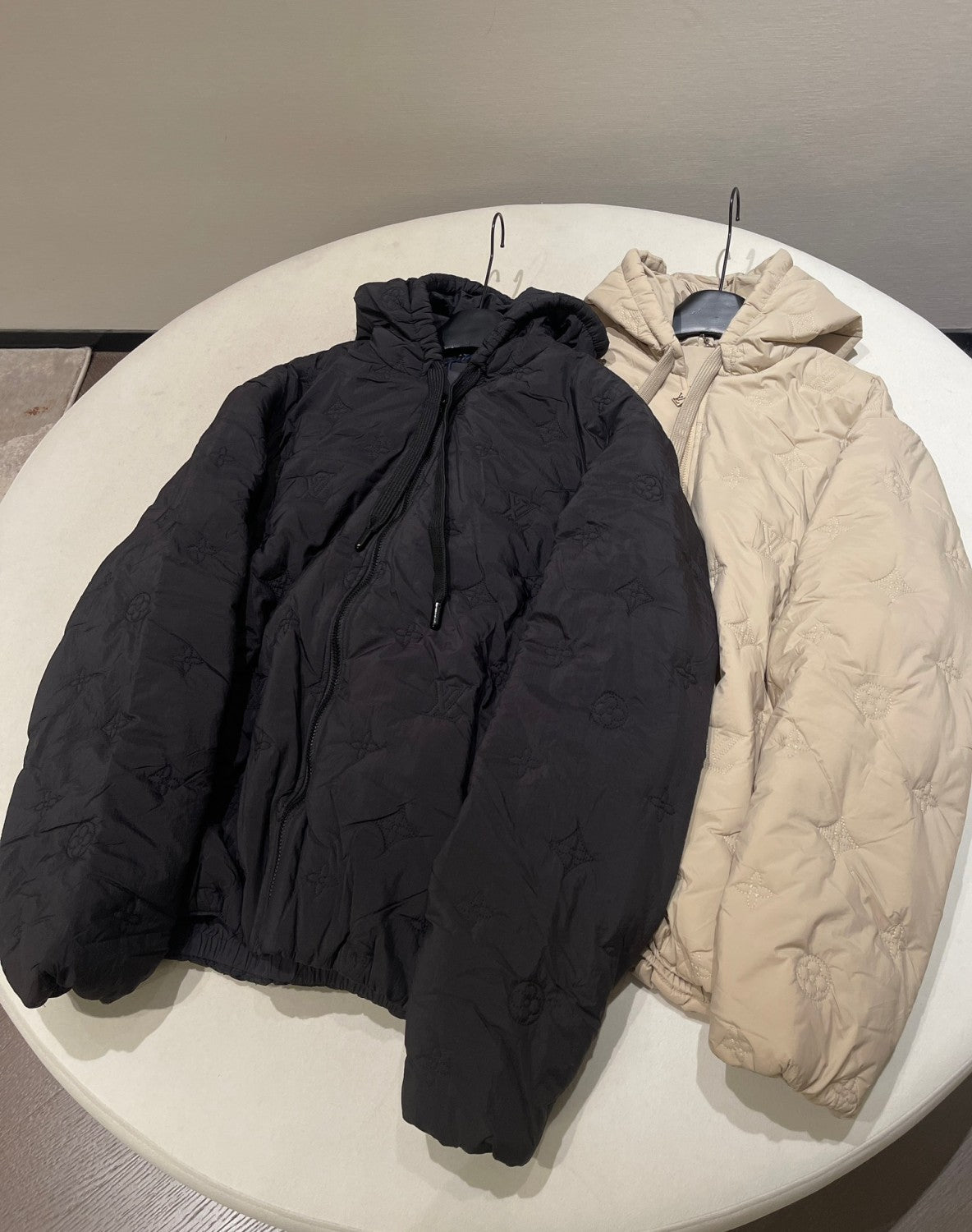 Louis Vuitton Women's And Men's Autumn and Winter Embroidered Letter Printed Solid Color Hooded Zipper Long Sleeve Cotton Jacket #74373