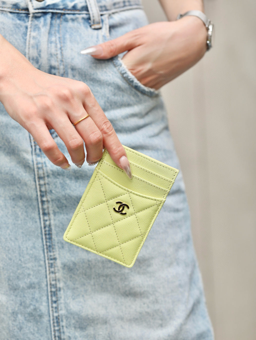 Chanel Women's Logo Checkered Solid Color Vertical Card Purse Wallet Casual Leather Bags Bag #71927