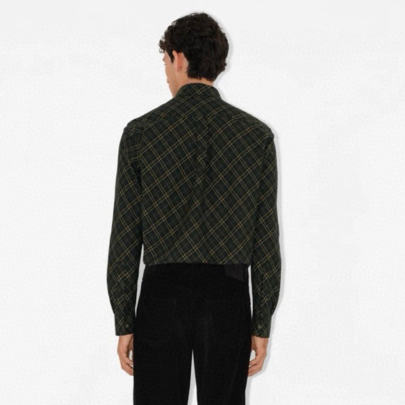 Burberry Men's Spring/Autumn Fashion Casual Loose Checkered Pattern Single Breasted Button Down Collar Long Sleeved Shirt #78318