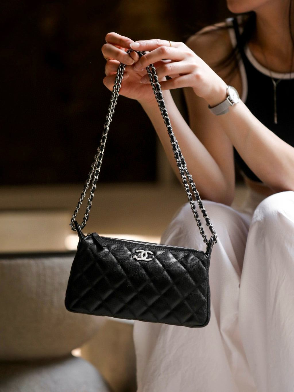 Chanel Star Double C With Diamond Logo Mahjong Bags Armpit Crossbody Bag Fashion Luxury Caviar Banquet Bag #81421