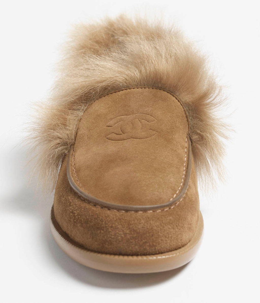 Chanel Women's Flat Loafers Suede Glossy Pleated Lambskin And Double-Sided Shearling Lambskin #333067