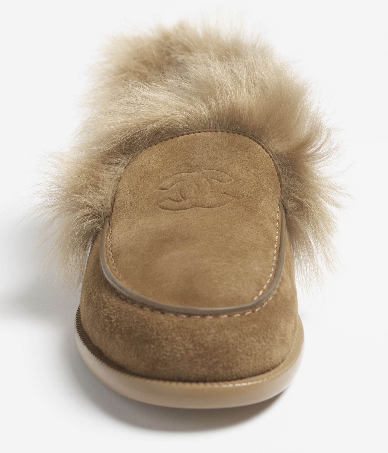 Chanel Women's Flat Loafers Suede Glossy Pleated Lambskin And Double-Sided Shearling Lambskin #333067