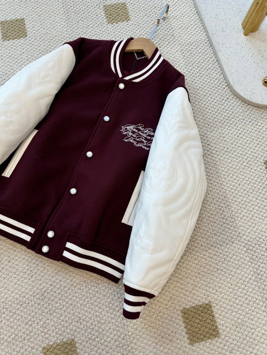 Louis Vuitton Men's Spring And Autumn Color Blocking Logo Letters Embroidered Single Breasted Long Sleeved Baseball Jacket #74677