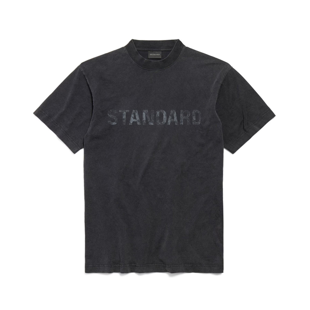 Balenciaga ﻿﻿Men's Summer Standard Print Black Faded Crew Neck Straight-Cut Knit Short-Sleeve T-shirt Ngvp #2353