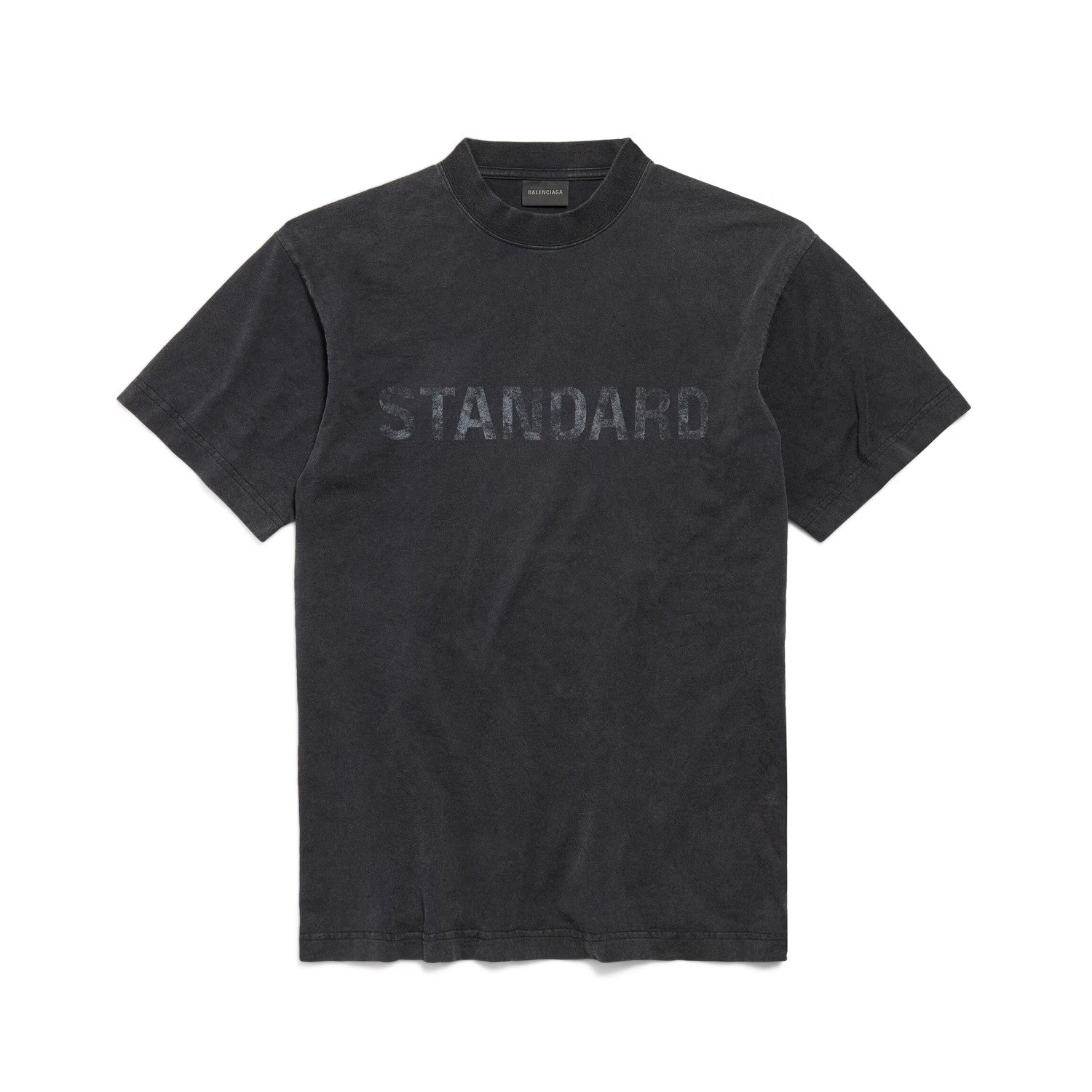 Balenciaga ﻿﻿Men's Summer Standard Print Black Faded Crew Neck Straight-Cut Knit Short-Sleeve T-shirt Ngvp #2353