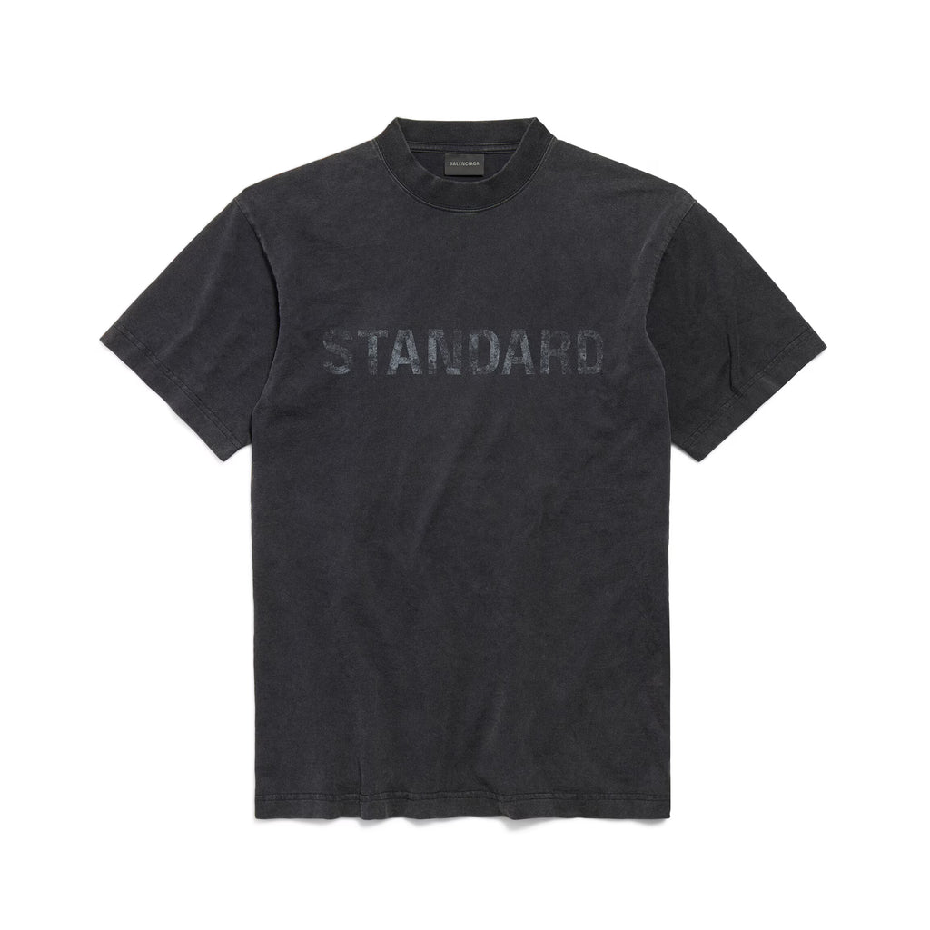 Balenciaga ﻿﻿Men's Summer Standard Print Black Faded Crew Neck Straight-Cut Knit Short-Sleeve T-shirt Ngvp #2353