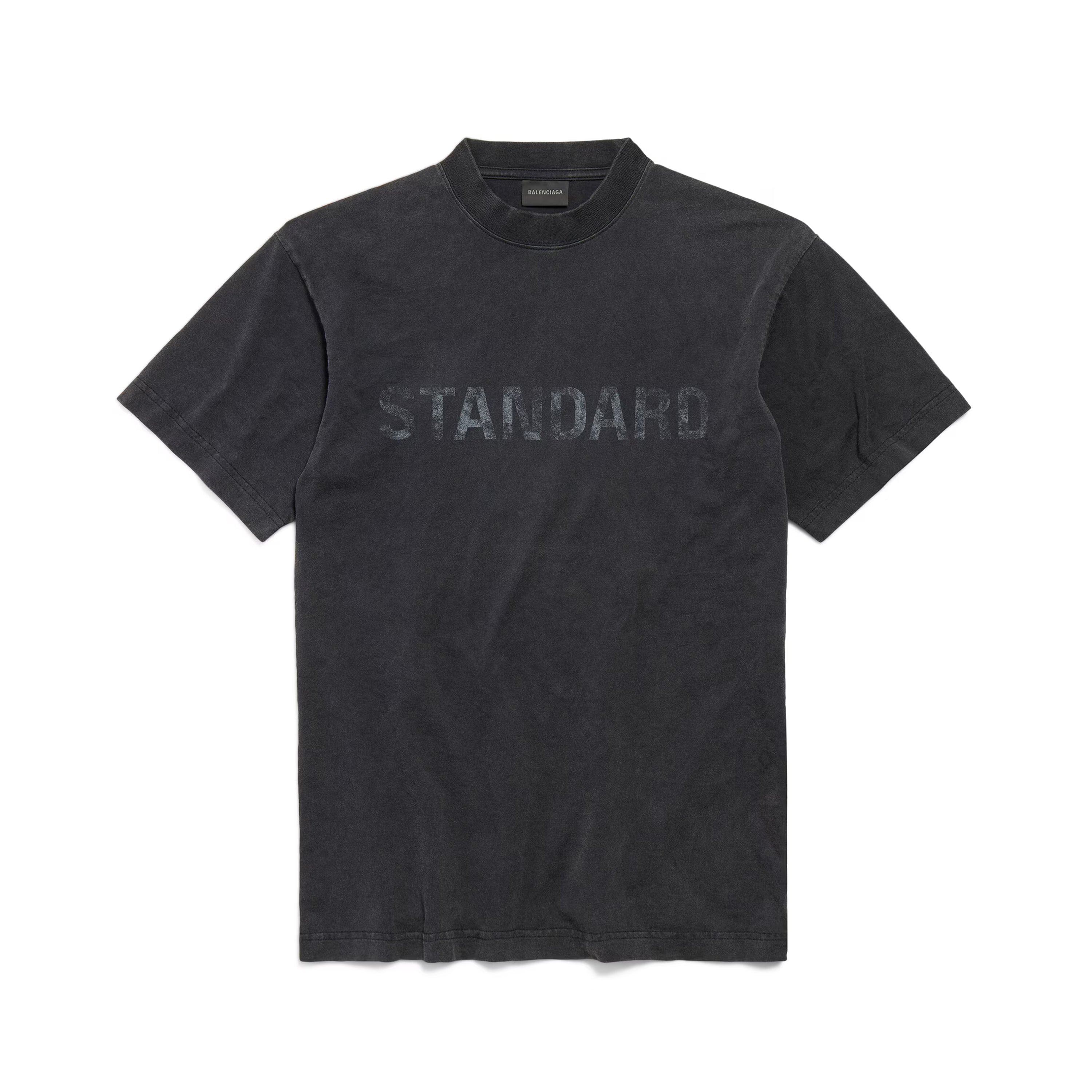 Balenciaga ﻿﻿Men's Summer Standard Print Black Faded Crew Neck Straight-Cut Knit Short-Sleeve T-shirt Ngvp #2353