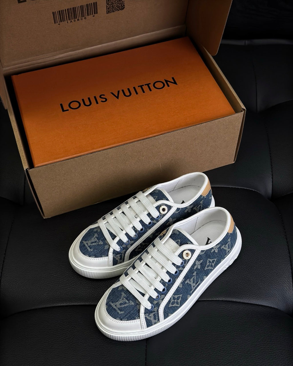 Louis Vuitton LV Lagoon Men's And Women's Solid Color Letter Print Lace-up Low-top Denim Sneakers Shoes #76513