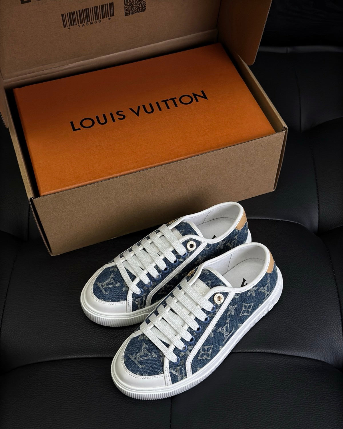 Louis Vuitton LV Lagoon Men's And Women's Solid Color Letter Print Lace-up Low-top Denim Sneakers Shoes #76513