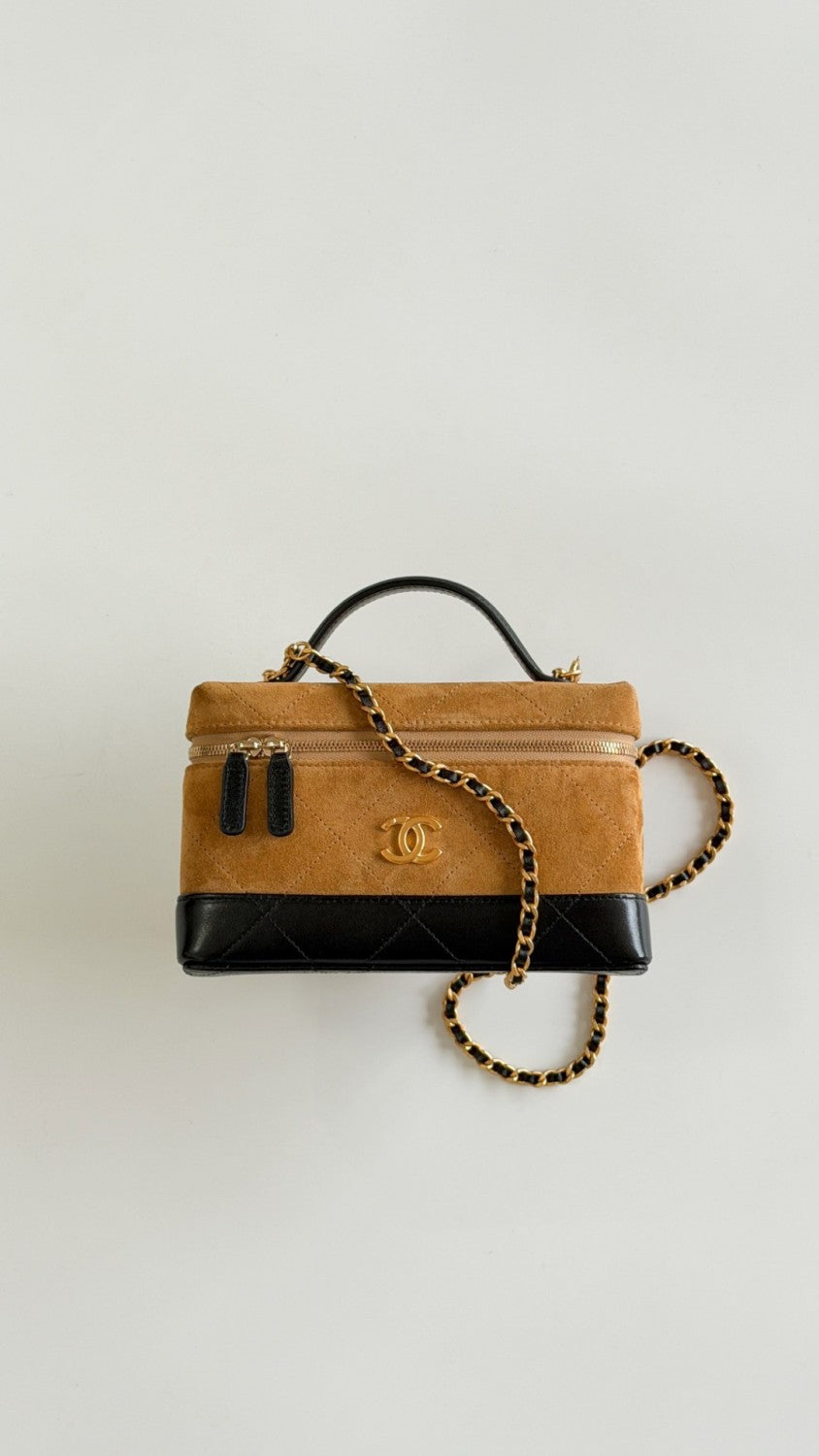 Chanel Suede Calfskin Colorblock Bag #377243