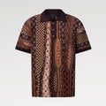 Louis Vuitton Men's Summer Logo Jacquard Knit Cotton-Blend Vintage Twist-Knit Short-Sleeve Polo Shirt #81582