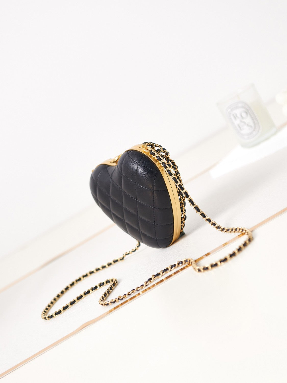 Chanel Women's Hollow-Design Chain Heart Clutch Bag Casual Leather Solid-Color Evening Bag Single-Shoulder Crossbody Bag Bags AS4027-B10729-94305 #81563