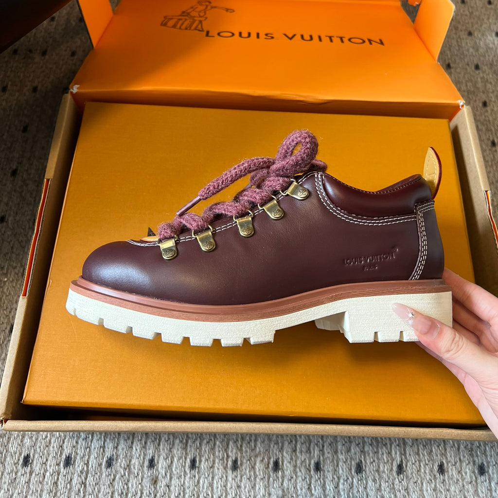 Louis Vuitton LV REMIX  Men's And Women's Spring/summer Fashion Casual Round Toe Lace Up Classic Printed Leather Casual Shoes Hiking Derby Shoes #78382