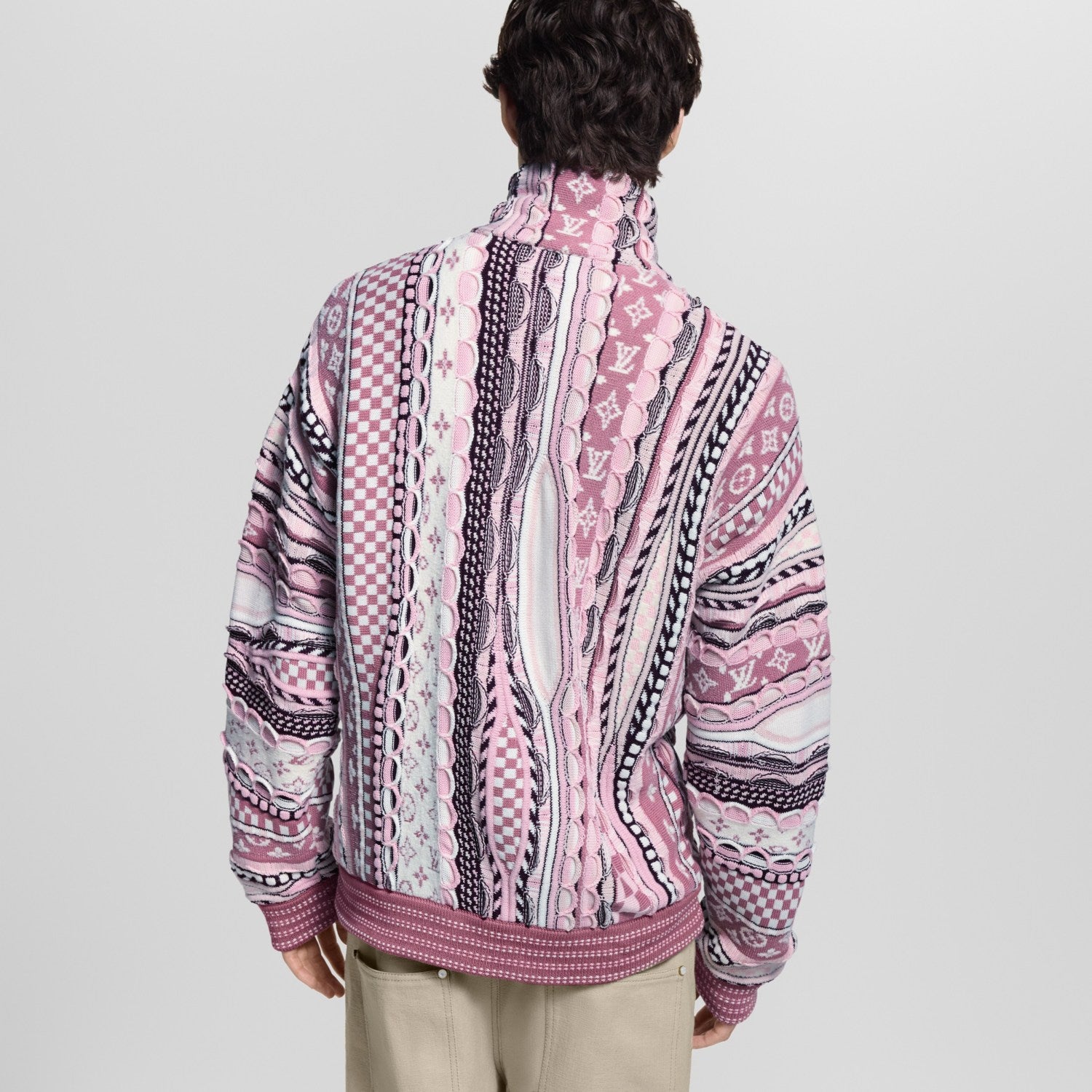 Louis Vuitton Men's Spring/fall Fashion Casual Jacquard Pattern Half zip High neck Pullover Sweatshirt #78482