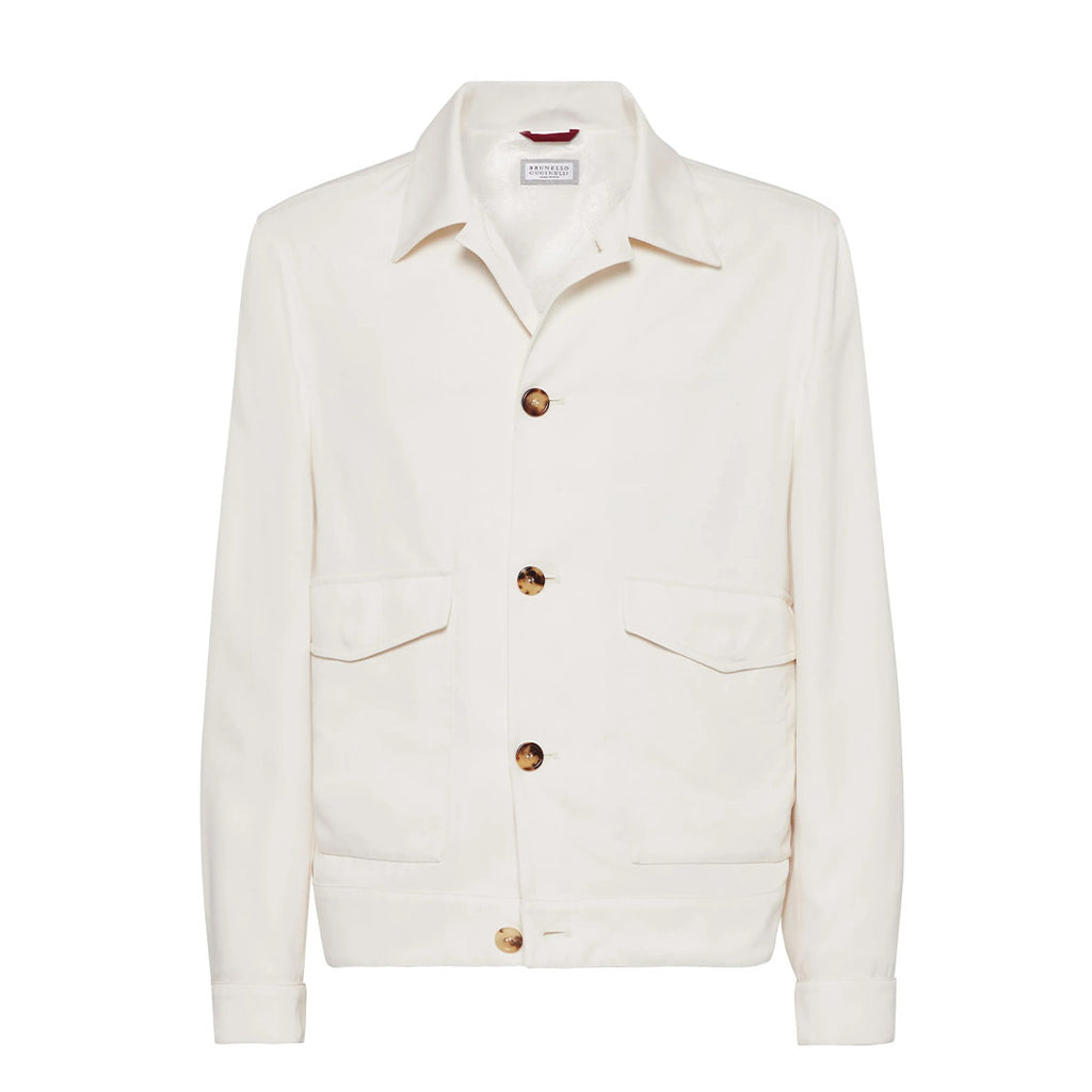 Brunello Cucinelli Men's Spring & Autumn Délavé Silk Twill Solid Color Long Sleeve Shirt Style Outerwear Jacket Ngvp #1813