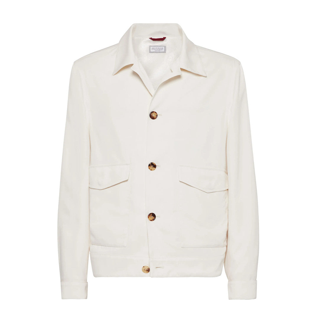 Brunello Cucinelli Men's Spring & Autumn Délavé Silk Twill Solid Color Long Sleeve Shirt Style Outerwear Jacket Ngvp #1813
