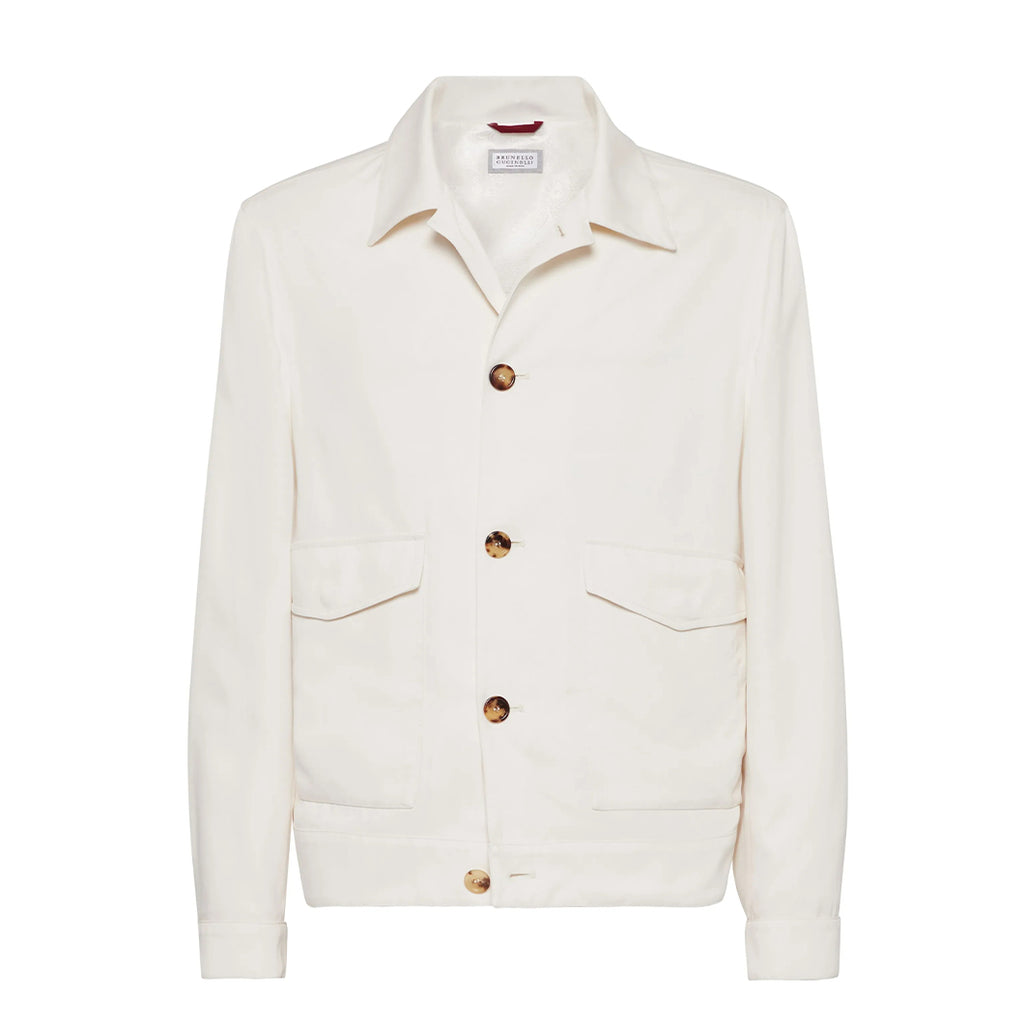 Brunello Cucinelli Men's Spring & Autumn Délavé Silk Twill Solid Color Long Sleeve Shirt Style Outerwear Jacket Ngvp #1813