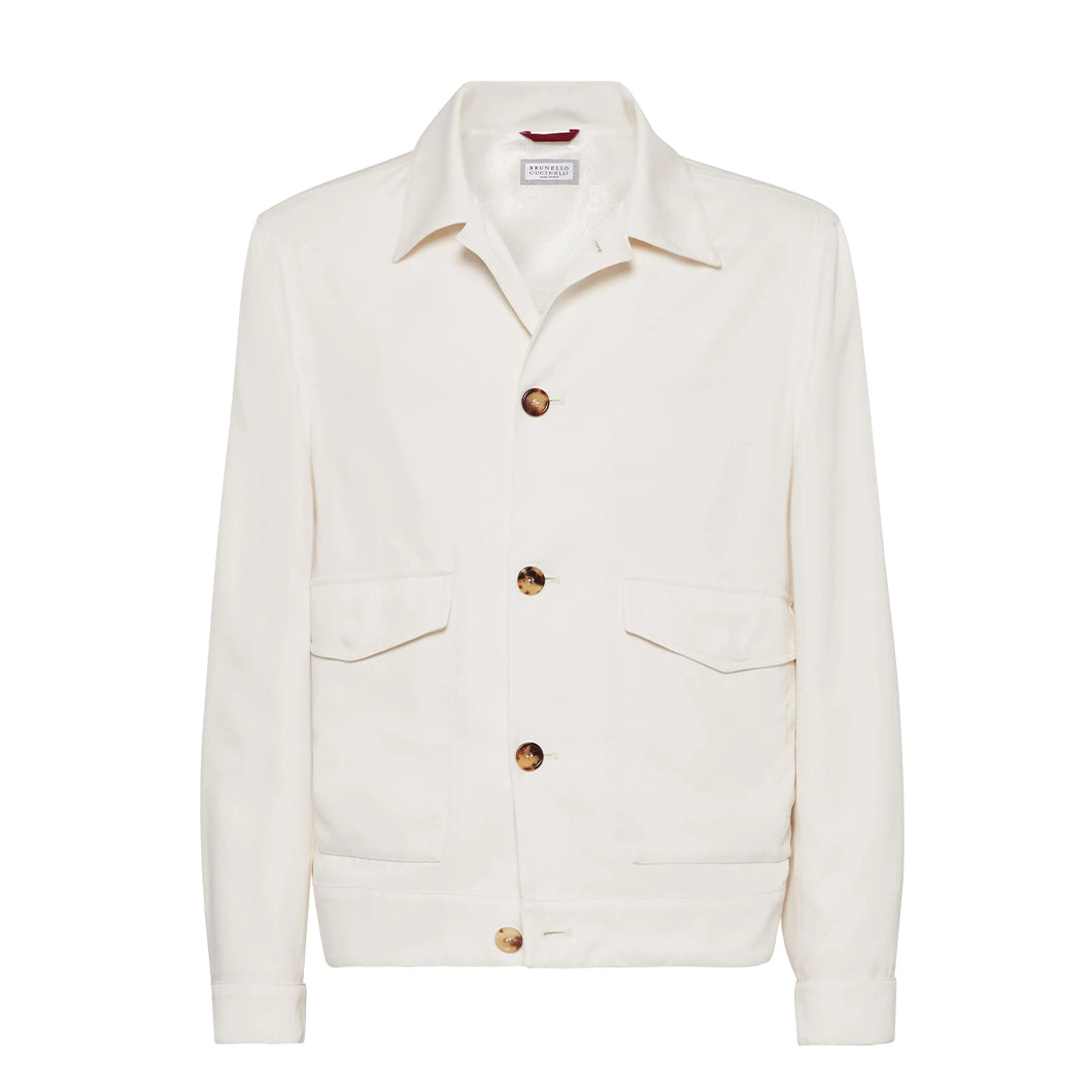 Brunello Cucinelli Men's Spring & Autumn Délavé Silk Twill Solid Color Long Sleeve Shirt Style Outerwear Jacket Ngvp #1813
