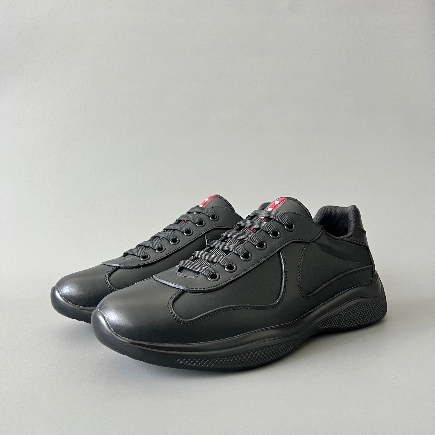 PRADA Black silver Patent Leather And Technical Fabric Prada America s Cup Sneakers #334570