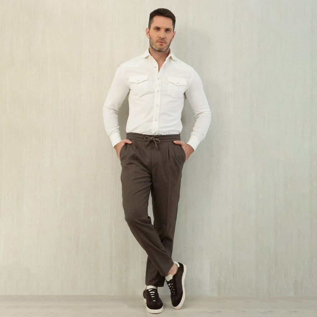 Brunello Cucinelli Men's Spring And Autumn Casual Drawstring Pants Fashion Trousers Loose Straight Comfortable Cotton Thin Trousers Ngvp #1469