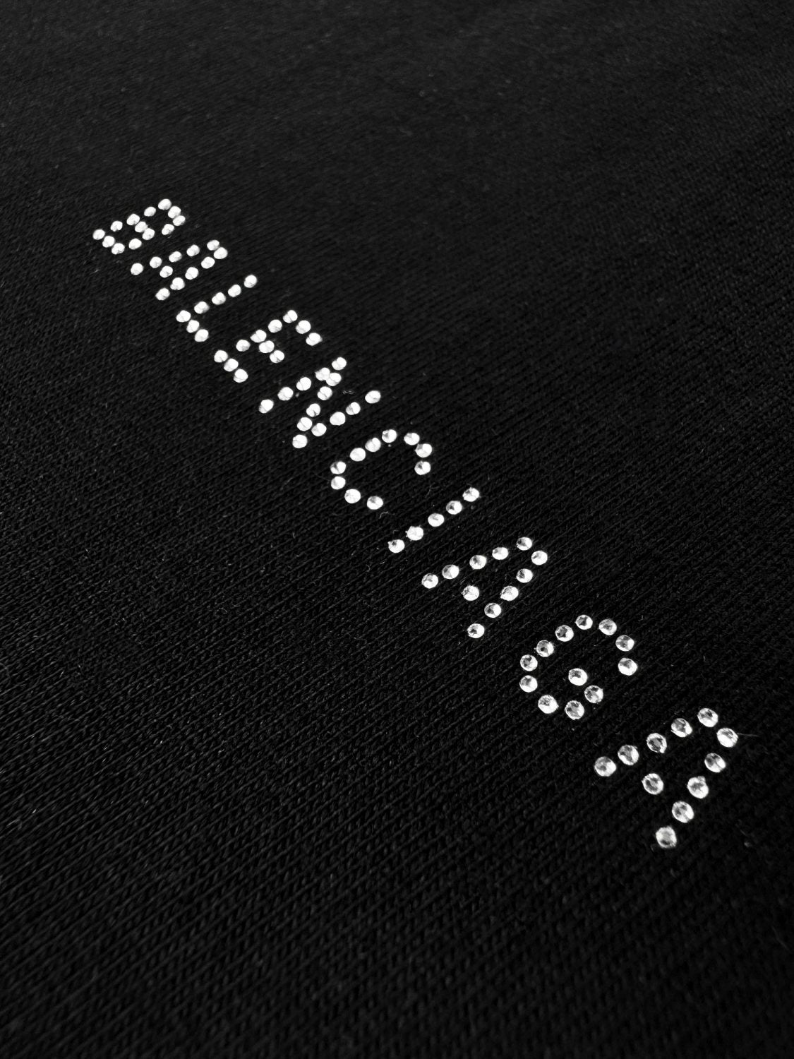 Balenciaga Men's Summer Hot Drill Logo Letter Print Black Cotton Short Sleeve T-Shirt #75455