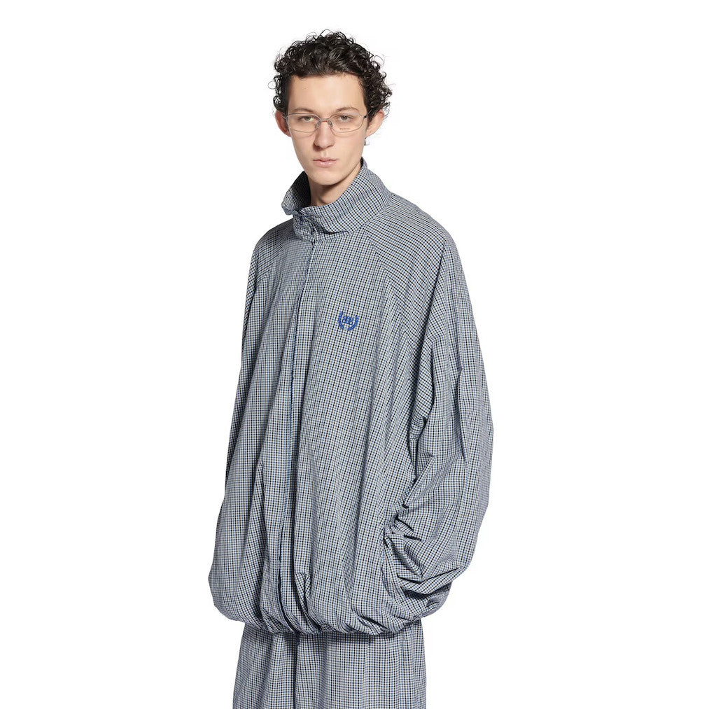 Balenciaga Men's And Women's Fall/Winter Fashion Casual Oversized Drop Shoulder Logo Embroidered Fine Checkered Trench Coat Jacket #78749