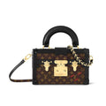 Louis Vuitton PETITE MALLE Women's Brown Letter Print Removable Adjustable Simple Magnetic Clasp Canvas and Leather Trim Box Bag Handbag Shoulder Bags #77526