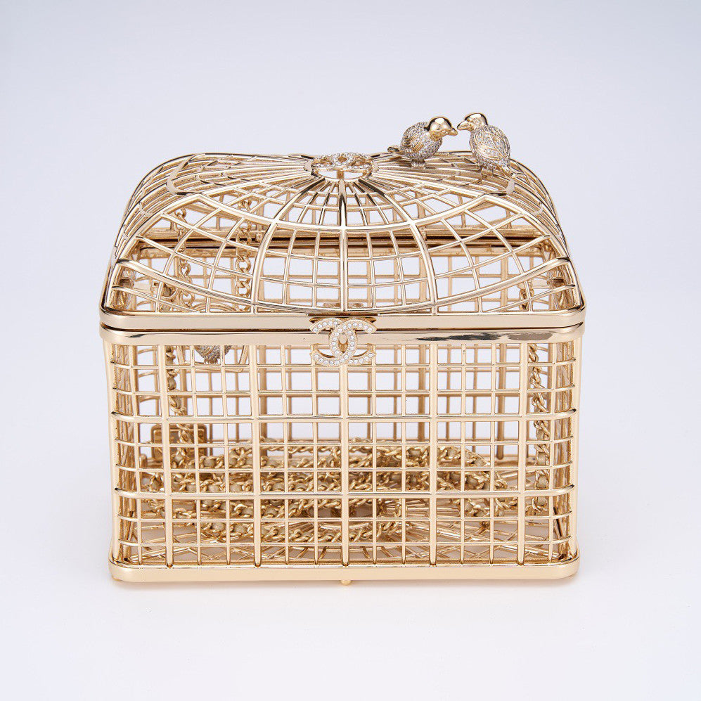 Chanel Women's Fashion Classic Metal and Rhinestone Birdcage-Shaped Rigid Evening Clutch Bag Bags #78572