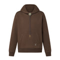 Louis Vuitton Men's Spring and Fall Brown Logo Metal Label Drawstring Hooded Sweatshirt Pullover #73122