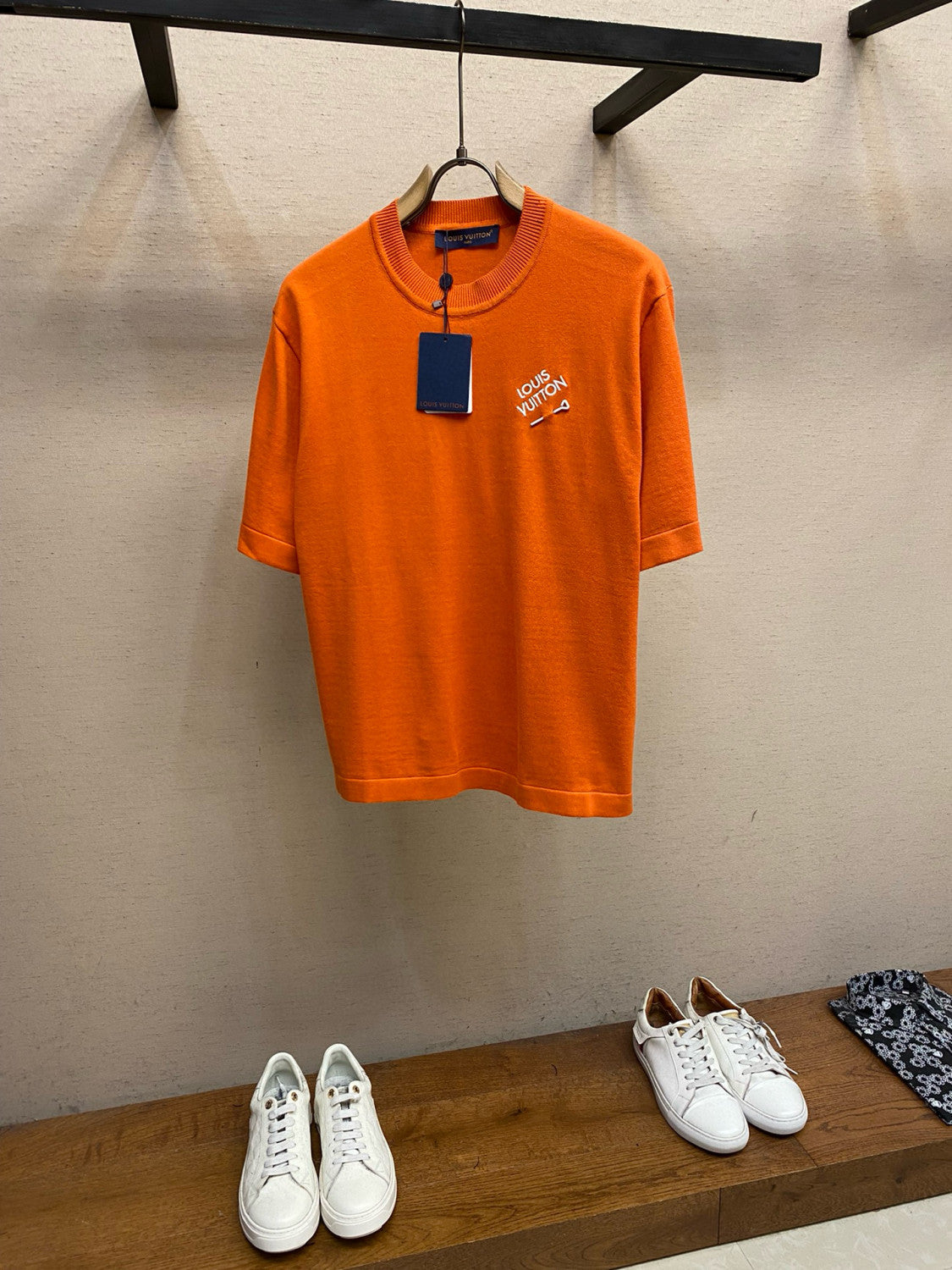 Louis Vuitton Men's Summer Solid Color Embroidered Logo Pin Crew Neck Cotton Short Sleeve T-Shirt #98211