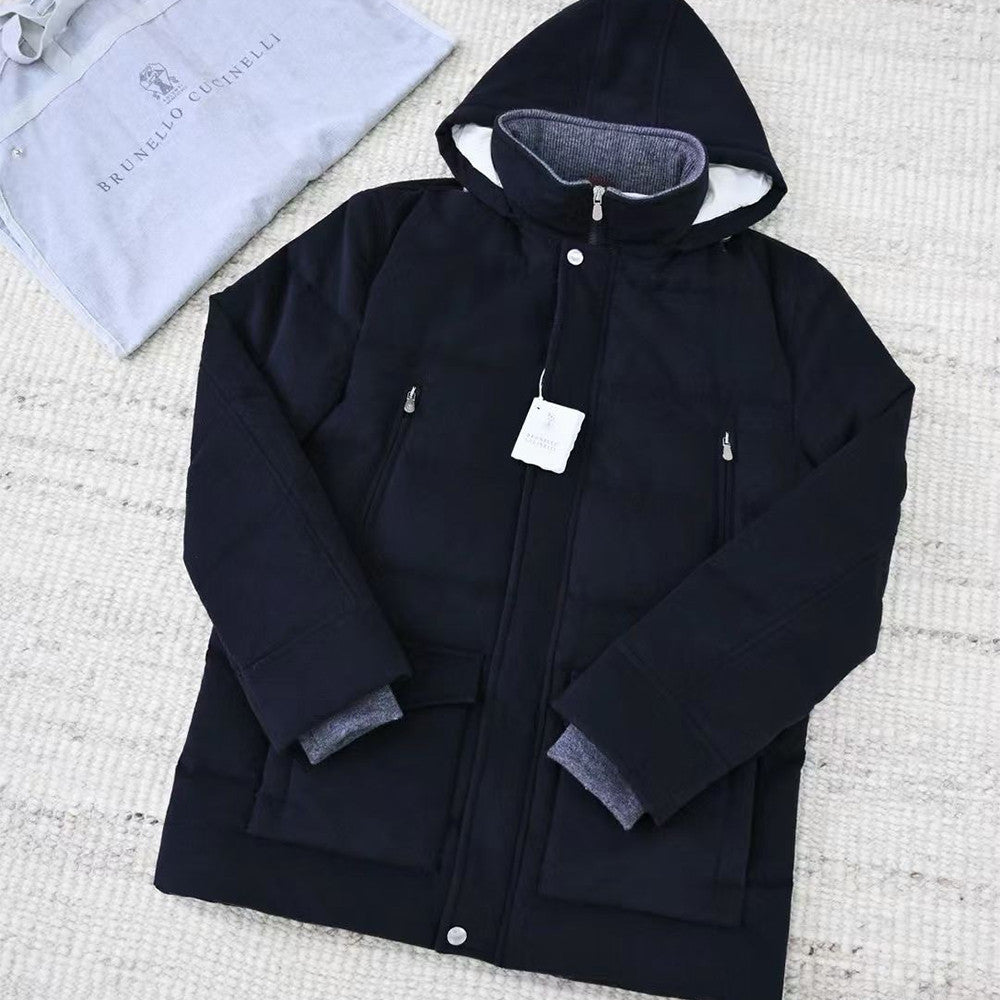 Brunello Cucinelli Men's Wool Down Jacket Gray #334783
