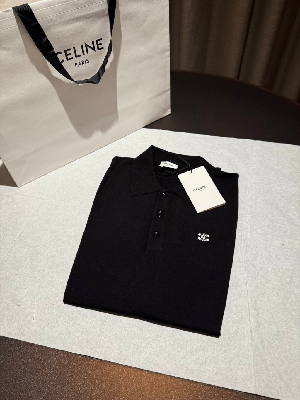 Celine  Men's and Women's Summer Fashion Casual Solid Color Collared Cotton Short-Sleeve Polo Shirt T-Shirt #78633