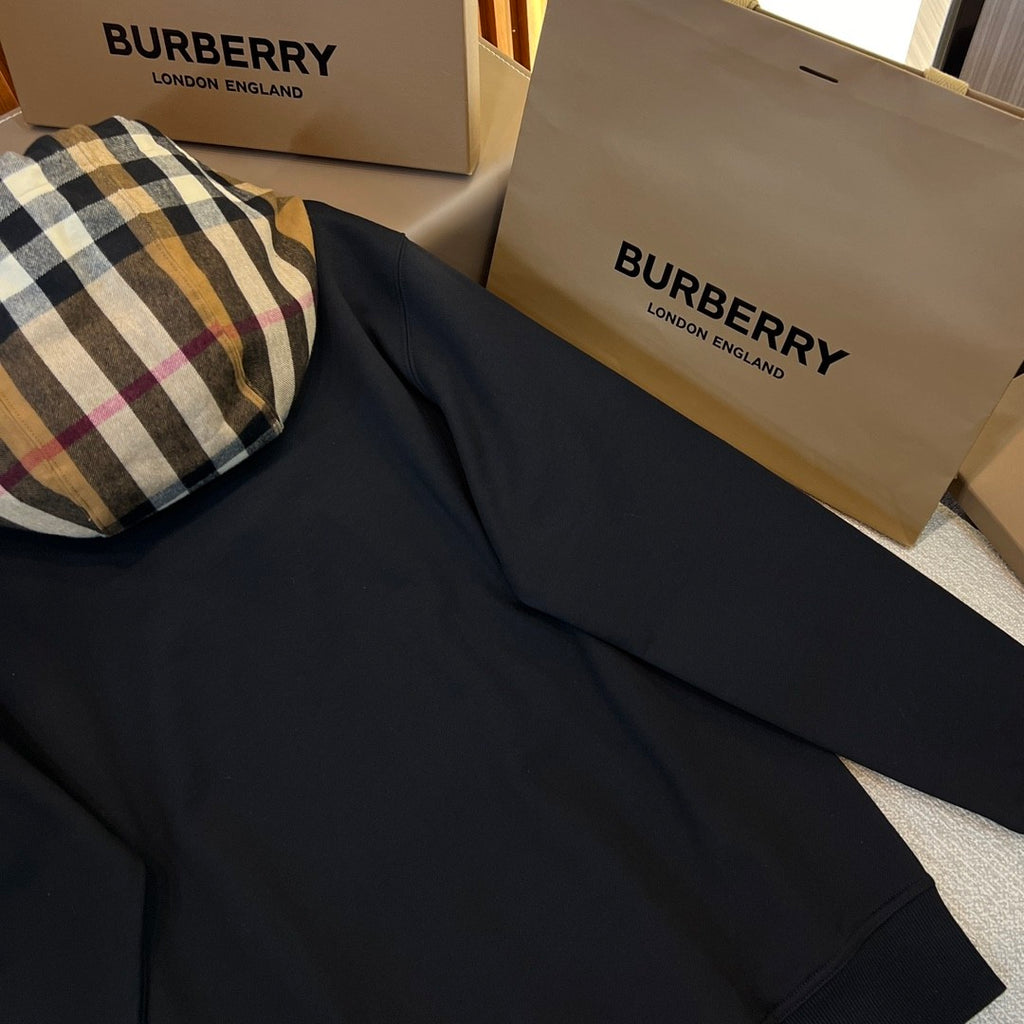 Burberry Men's Spring and Autumn Checkered Printed Hooded Long Sleeve Sweatshirt Pullover #72527