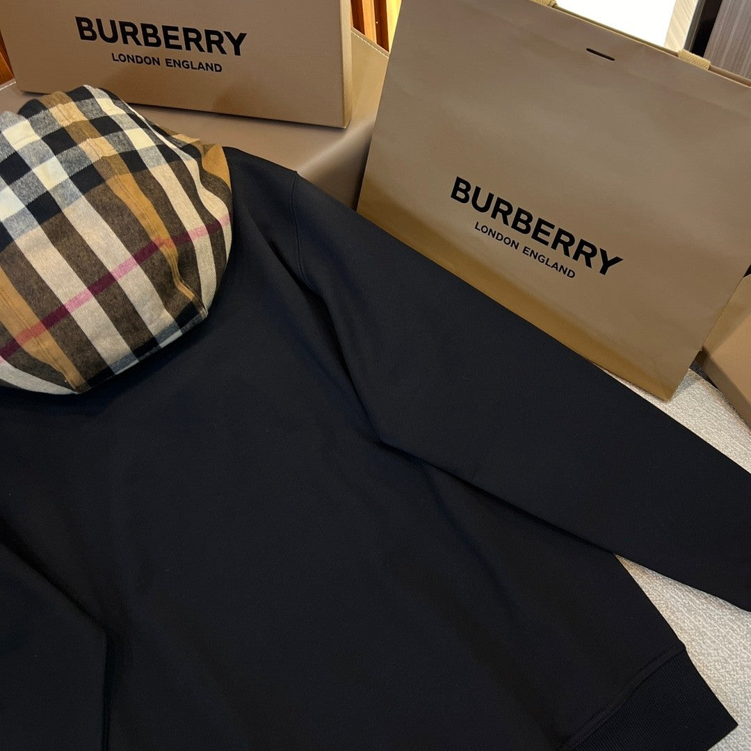 Burberry Men's Spring and Autumn Checkered Printed Hooded Long Sleeve Sweatshirt Pullover #72527