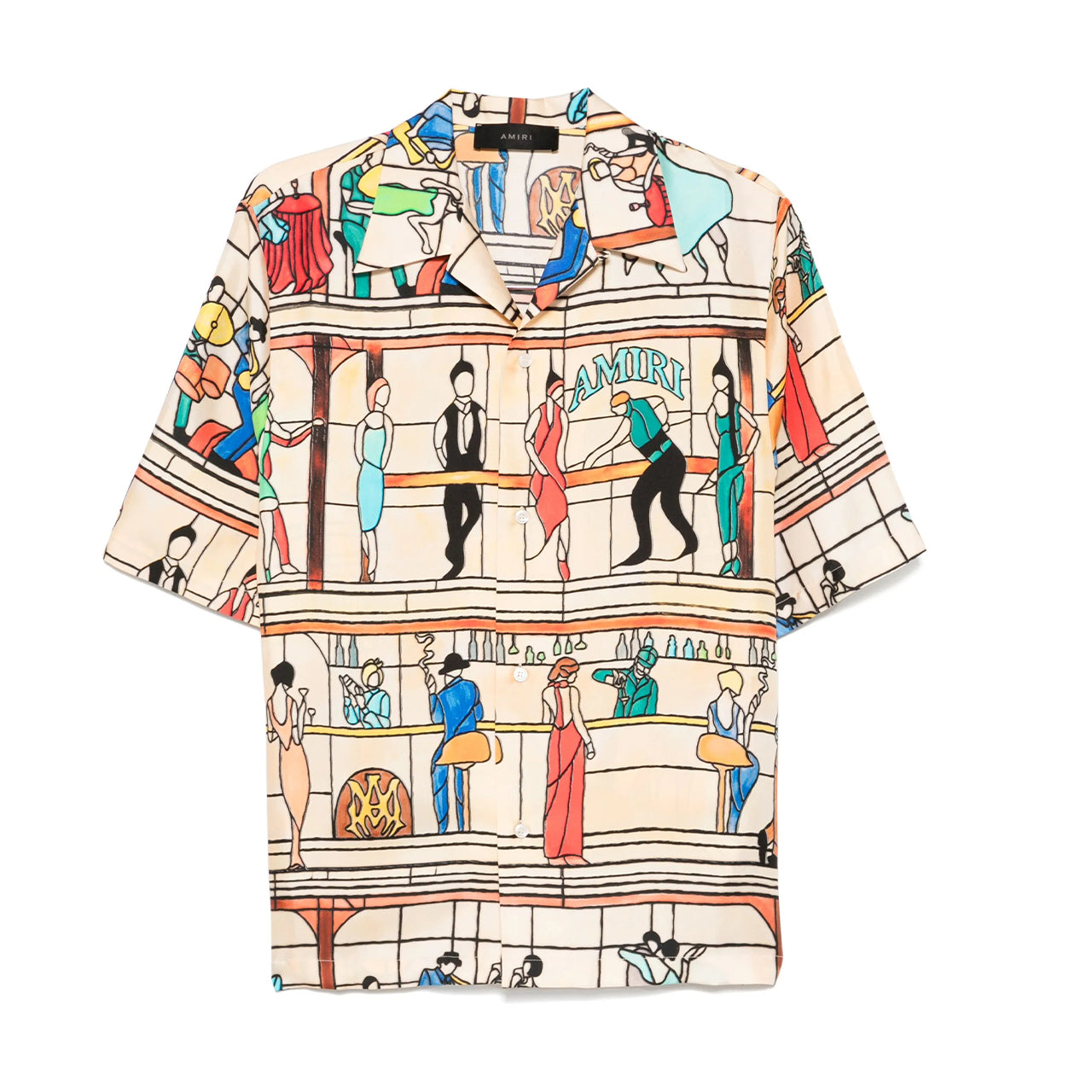 Amiri Men's Summer Casual Silk Lapel Single Breasted Short Sleeve Pool Hall Shirt Ngvp #1424