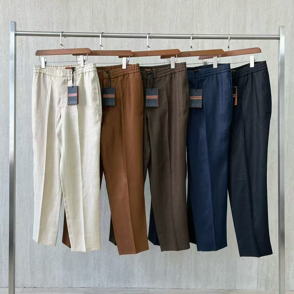 Ermenegildo Zegna Men's Spring And Summer Solid Color Casual Comfortable Elastic Waist Trousers Pants #75522