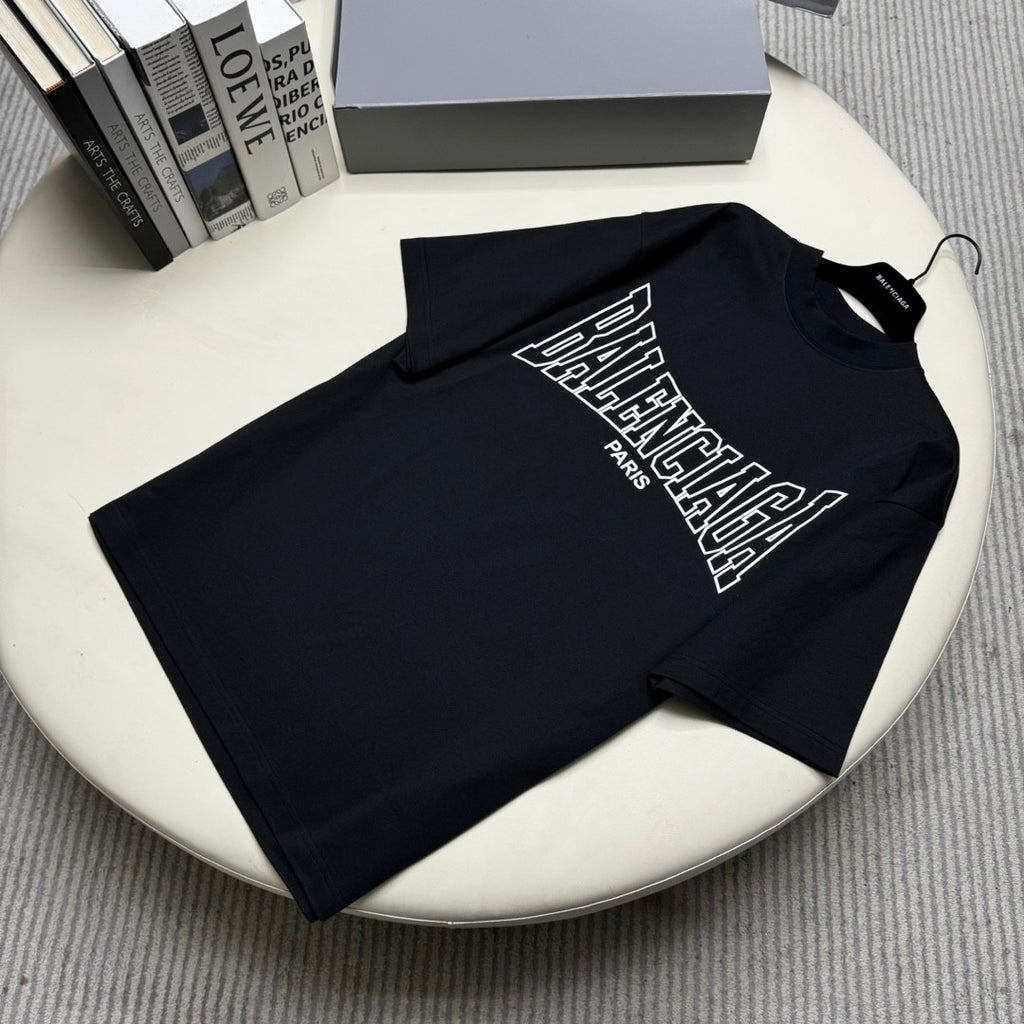 Balenciaga Men's Summer Solid Color Letter Logo Print Round Neck Regular Fit Short Sleeve T-Shirt #74219