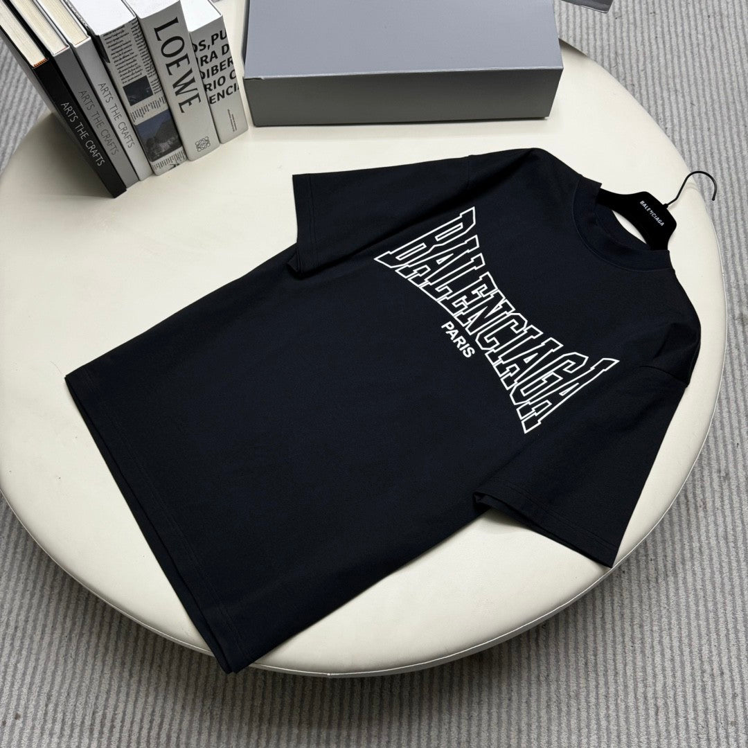 Balenciaga Men's Summer Solid Color Letter Logo Print Round Neck Regular Fit Short Sleeve T-Shirt #74219