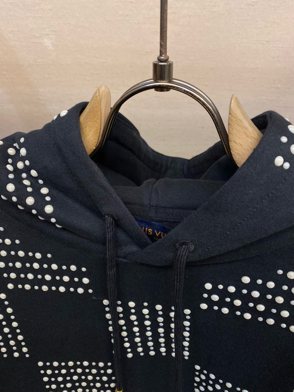 Louis Vuitton Men's Autumn/Winter Full Width Pearl Checkerboard Fleece Hooded Sweatshirt Pullover #97833