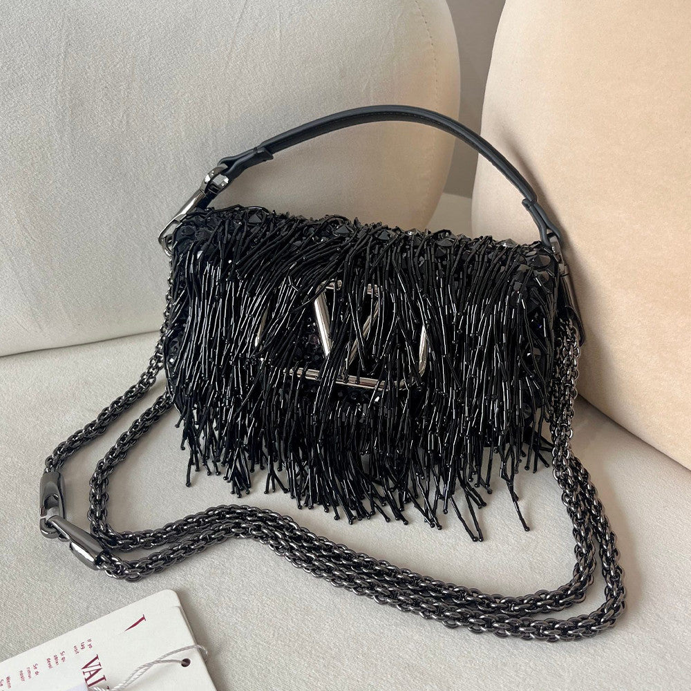 Valentino Women's Garavani Mini Loco 3d Embroidered Handbag With Swarovski Crystal Accents Vlogo Signature Magnetic Clasp Clutch With Chain Strap Bag Bags #196169