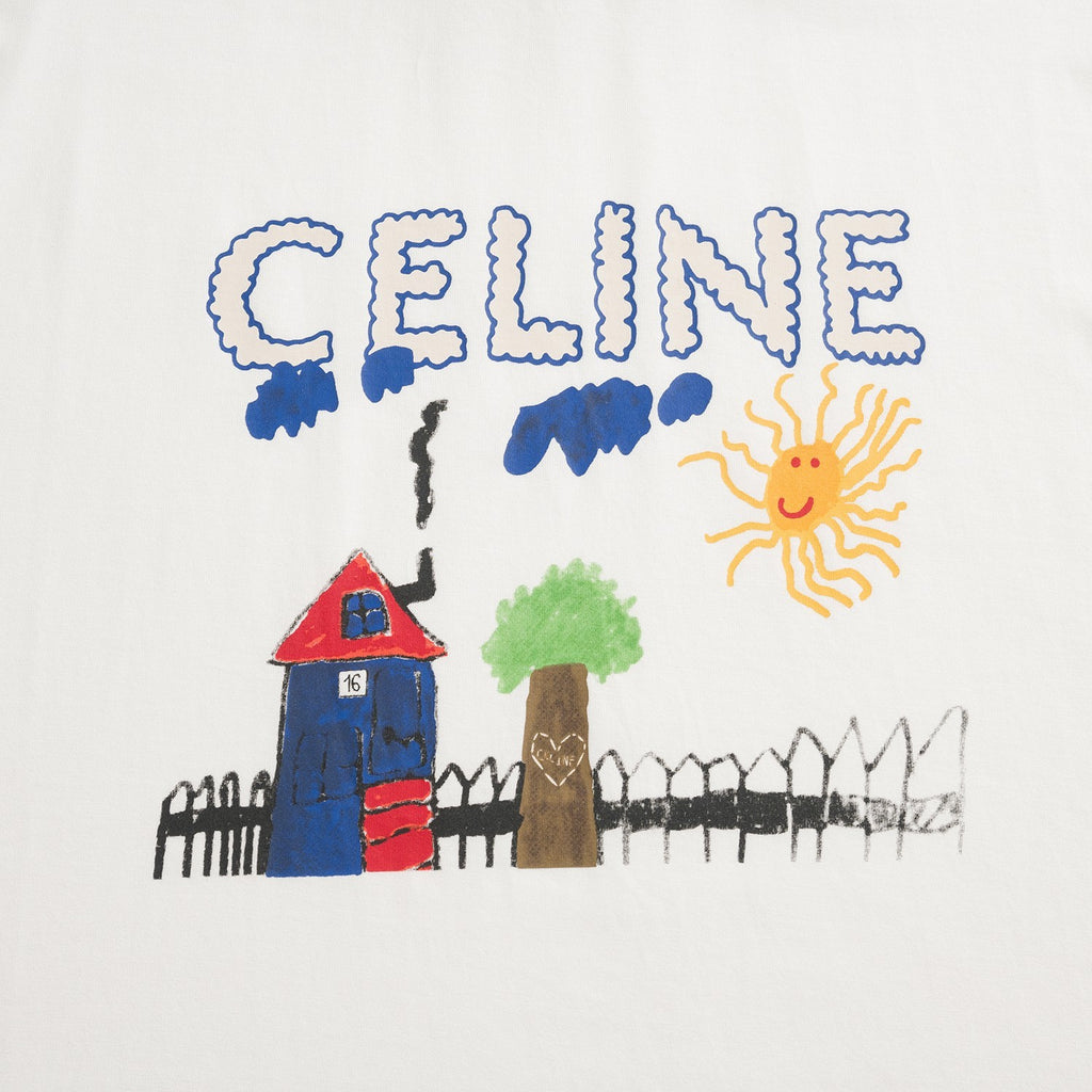 Celine Men's And Women's Summer Children's Painting Pattern Printed Round Neck Cotton Short Sleeved T-shirt #77821