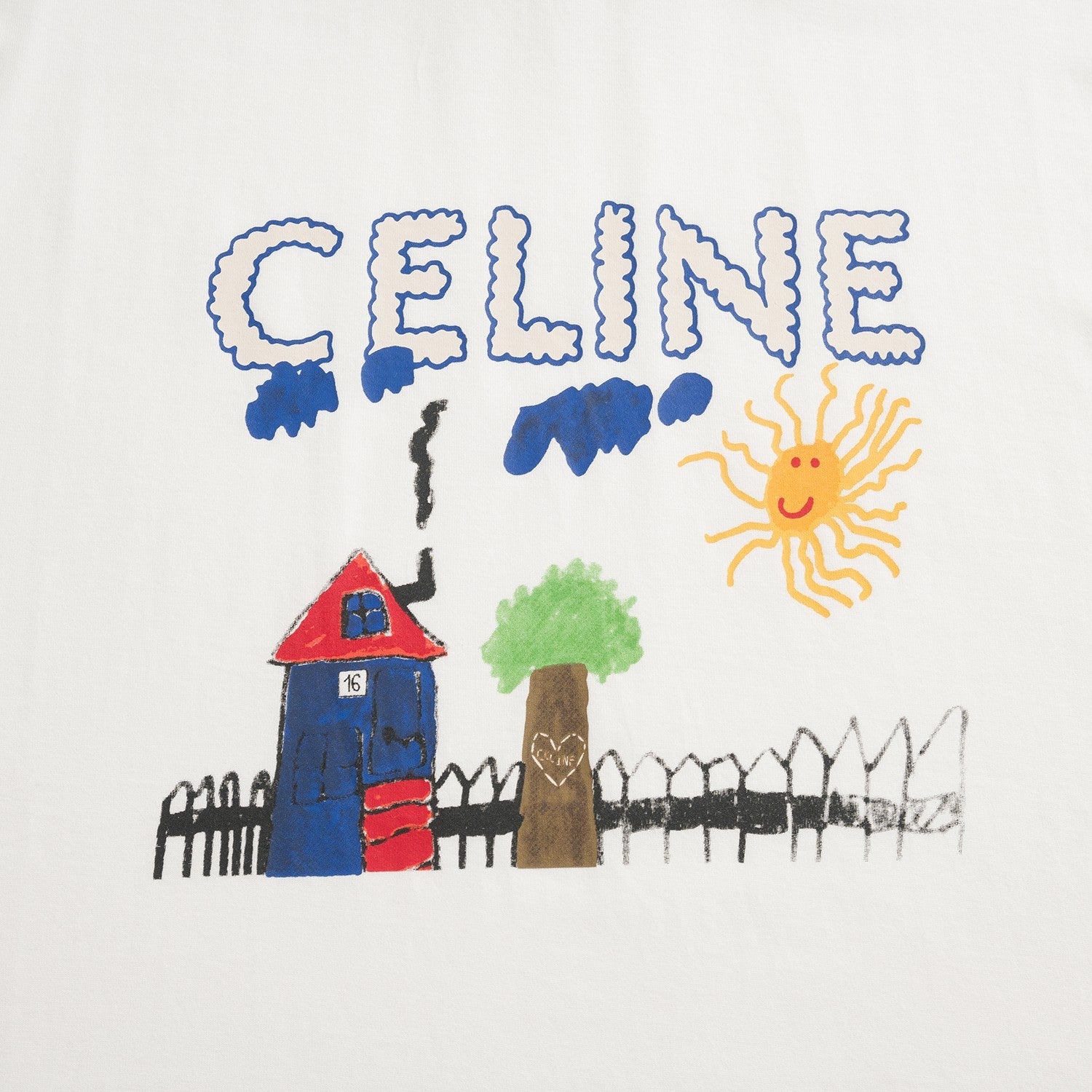 Celine Men's And Women's Summer Children's Painting Pattern Printed Round Neck Cotton Short Sleeved T-shirt #77821
