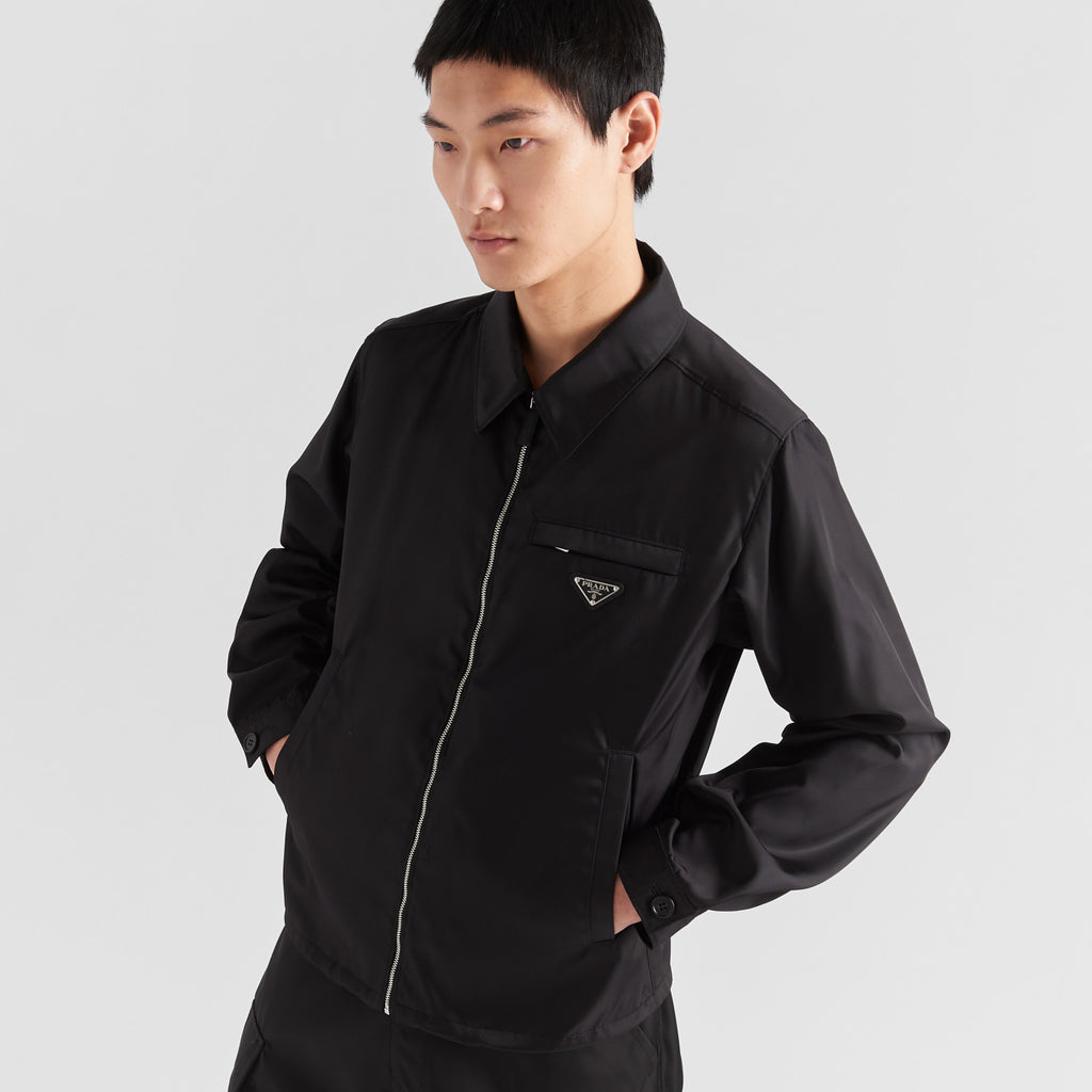 Prada Men's Fall/Winter Fashion Casual Solid Color Collared Zipper Nylon Triangular Logo Shirt Style Jacket #79153