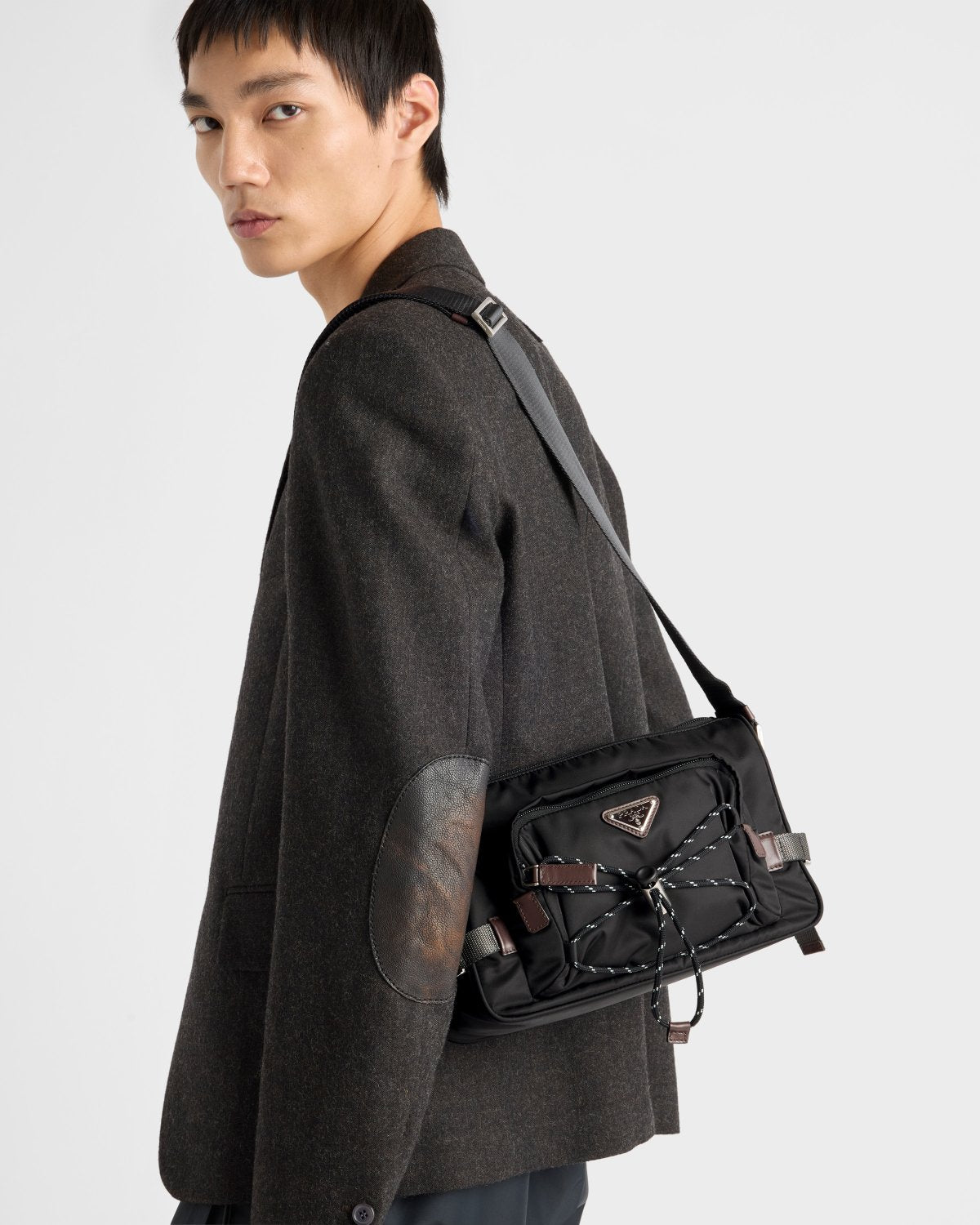 PRADA Black Prada Speedrock Re-nylon Leather Shoulder Bag #334216