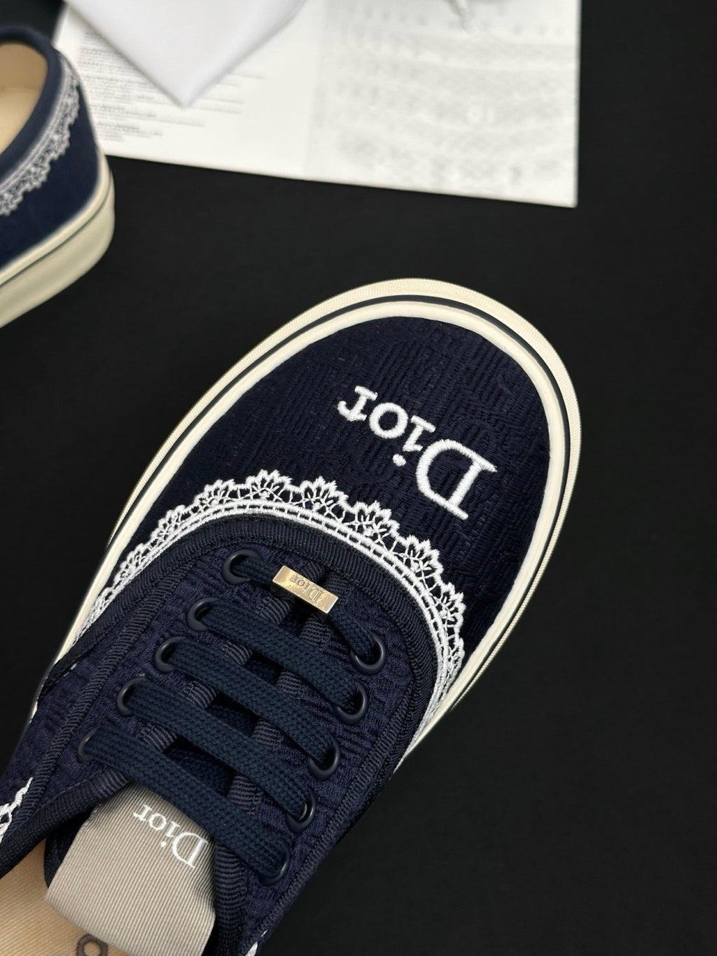 Dior Saltwind Round Toe Lace-up Embroidery Colorful Lace Low-top Canvas Shoes #380451