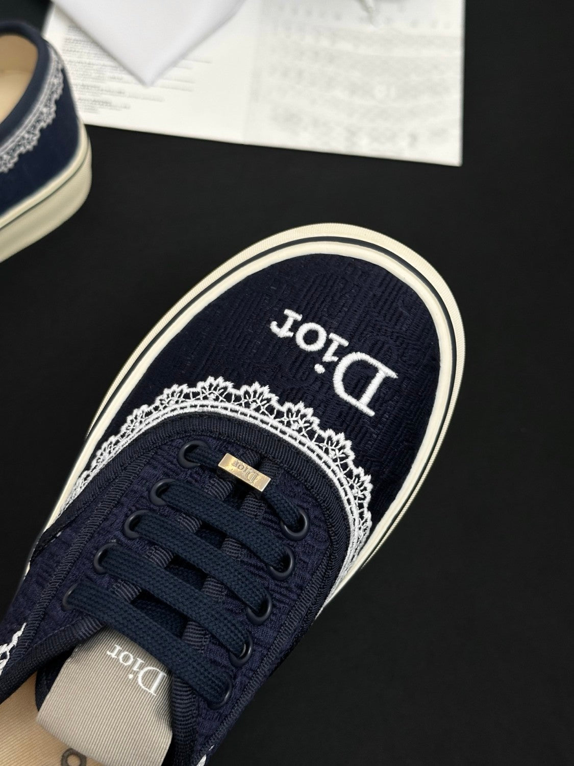 Dior Saltwind Round Toe Lace-up Embroidery Colorful Lace Low-top Canvas Shoes #380451
