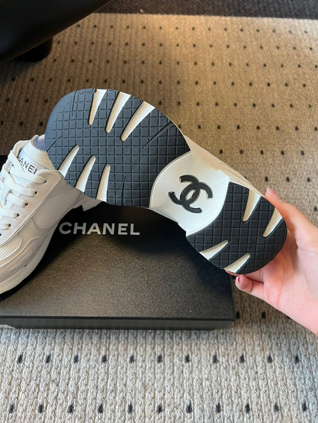 Chanel Women's Spring/fall Fashion Casual Round Toe Lace Up Chunky Heel Low Top Leather And Mesh Blend Sneakers Shoes #79316