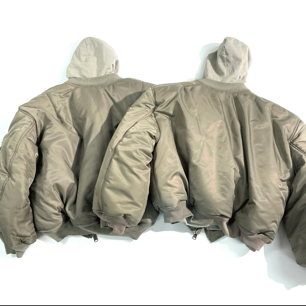 Balenciaga Men's And Women's Fall And Winter Splicing Loose Fit Hooded Zipper Long Sleeve Aviator Jacket #98216